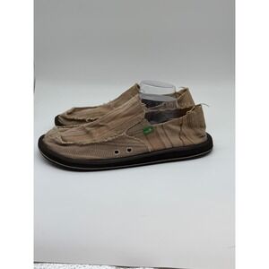 Sanuk Vagabond Mens Tan Striped Canvas Slip On Sidewalk Surfer Loafers 12